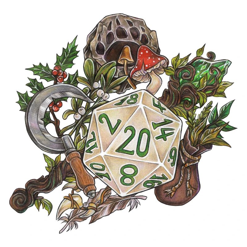 Druide de dés de table D20 pour jeu de rôle