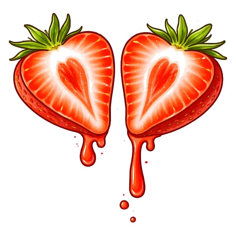 Geteilte Erdbeere mit Herzform 
