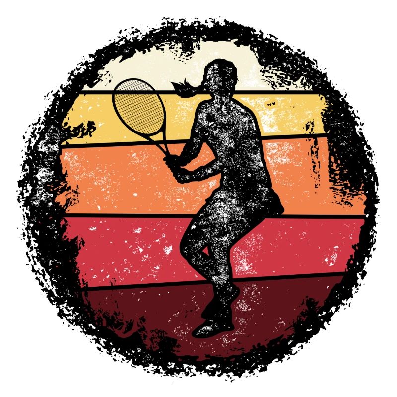 Silhouette de coucher de soleil de tennis rétro