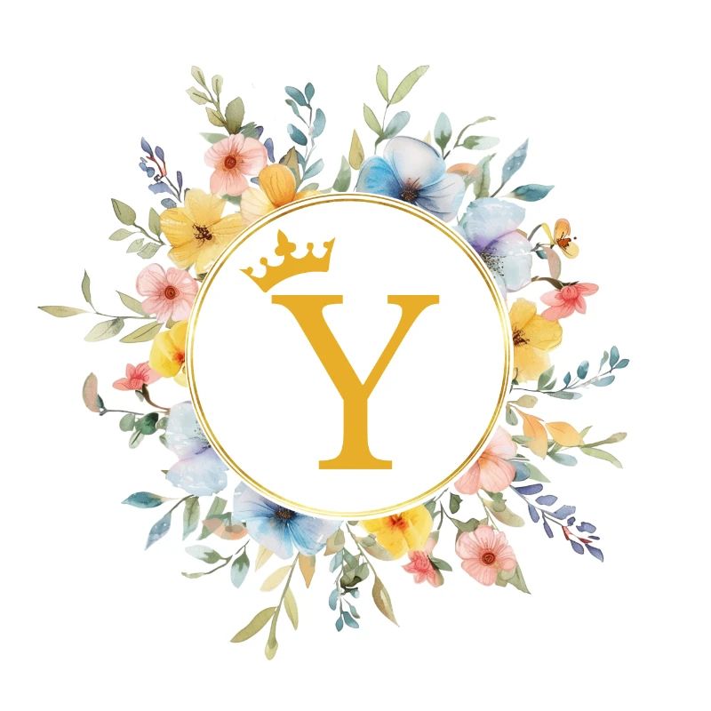Y Monogram, Flower Circle, Personalizable