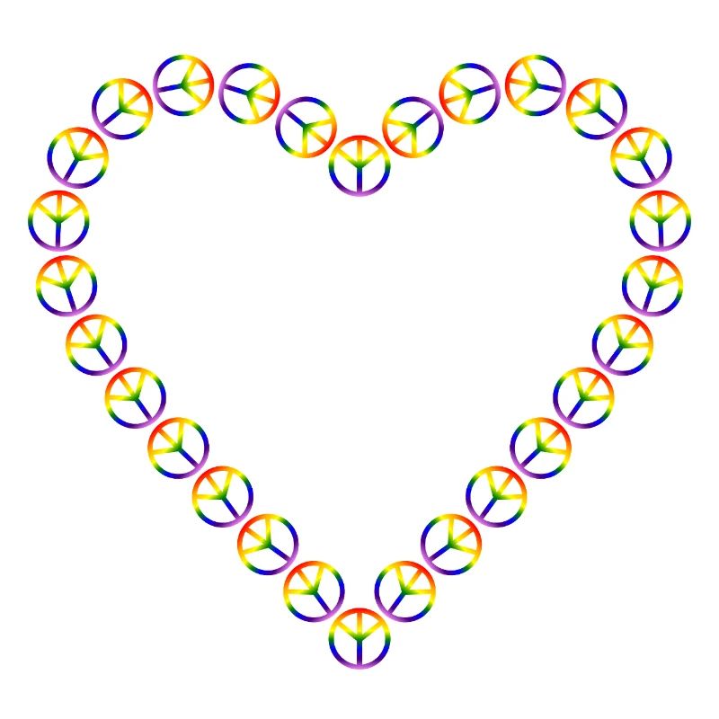 Rainbow Peace Heart Pattern