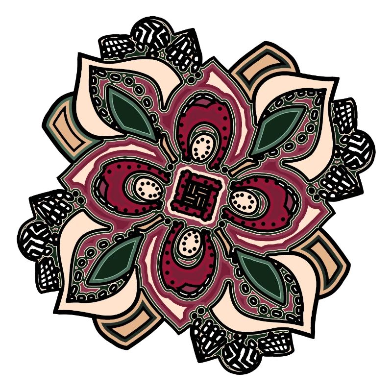Boho Mandala Blossom Pink Green