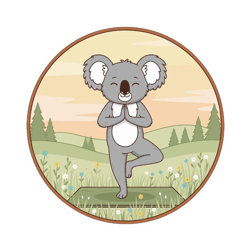 Yoga Koala Bear Doing Tree Pose Art