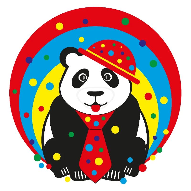 Fasching Panda mit Hut und Krawatte.