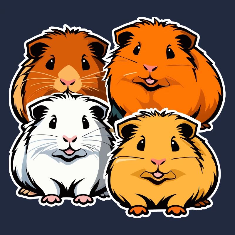 Quatre cochons d'Inde mignons