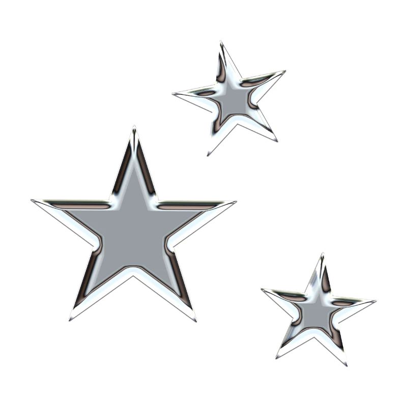Three Chrome Stars – Minimalist Retro Design