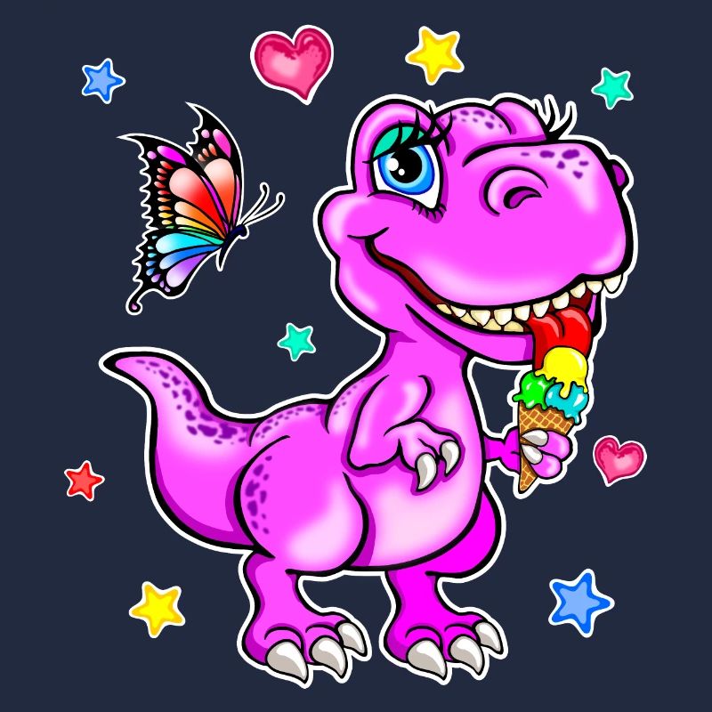 Rosa Dinosaurier mit Eiscreme