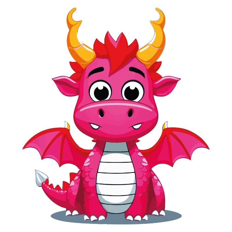 Mignon dragon de dessin animé avec des cornes dorées