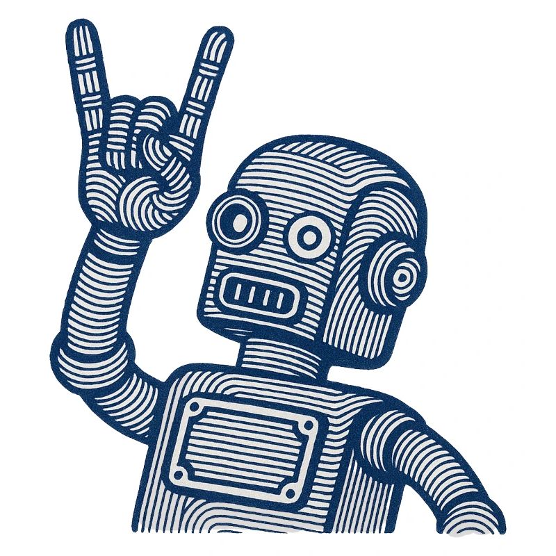 Retro Robot Horns Line Art