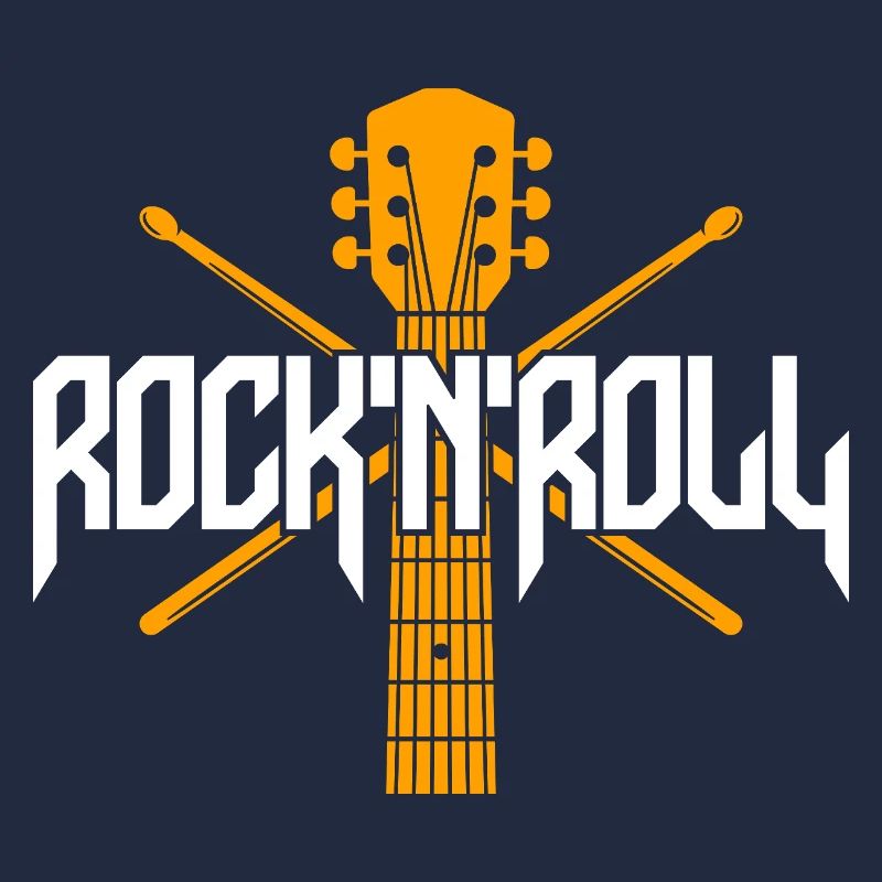 Rock 'N' Roll Guitar and Drumsticks Emblem