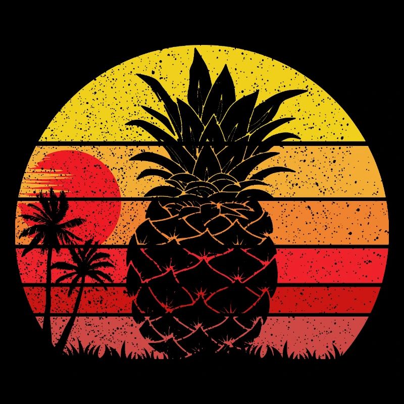 Coucher de soleil de plage vintage d’été à l’ananas
