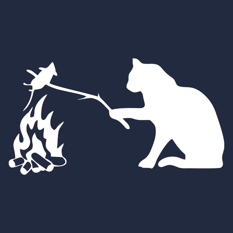 Silent Observer Cat by Campfire