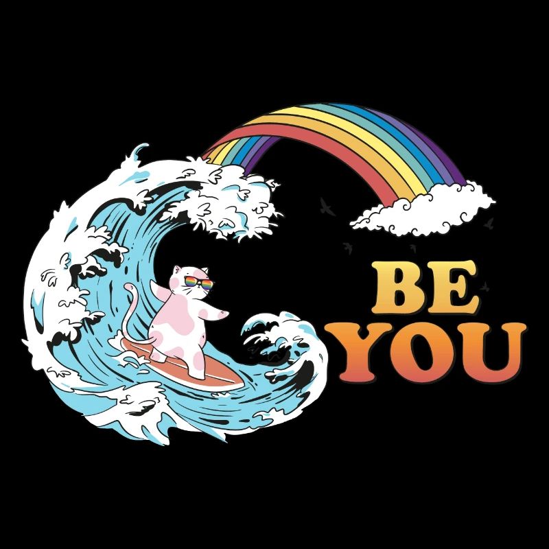 Surf de chat aux couleurs trans LGBT dans le