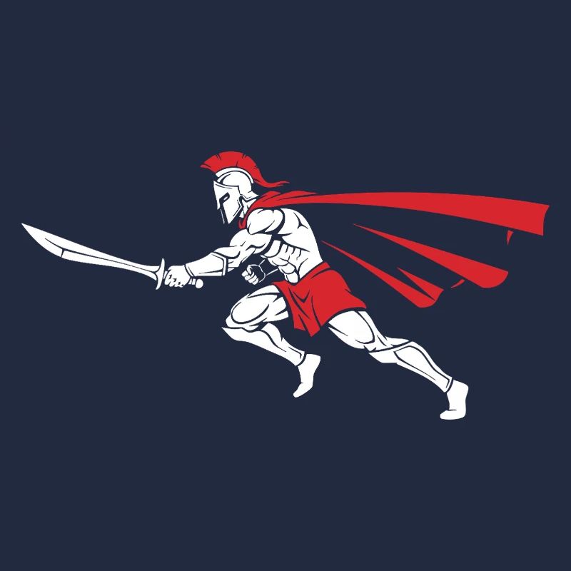 Spartiate Attaque Épée Mascotte Spartan Dash