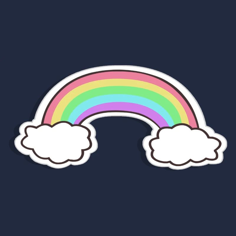 Pastel rainbow with clouds motif