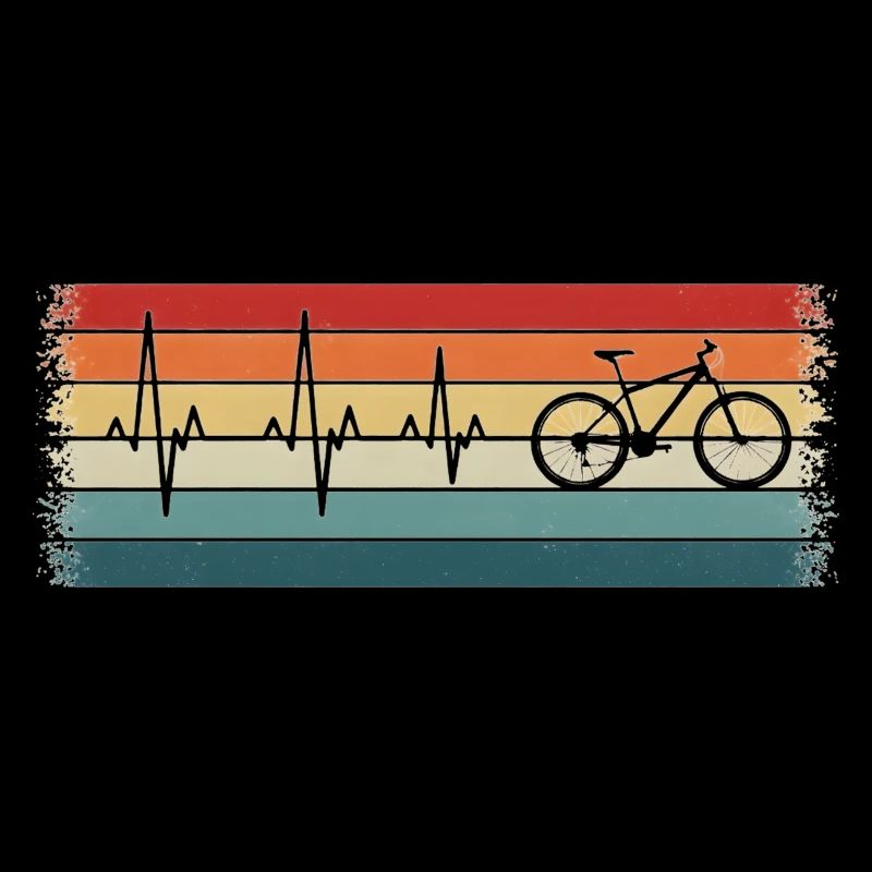 Rétro Cyclisme Heartbeat Vélo Cycliste VTT 