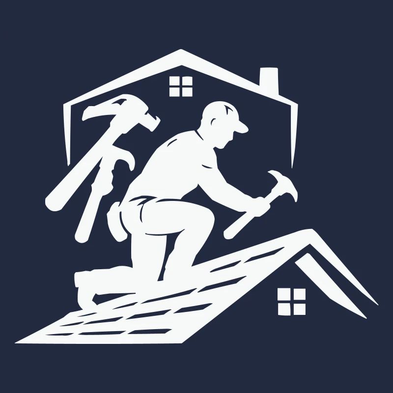 Dachdecker Silhouette am Dach
