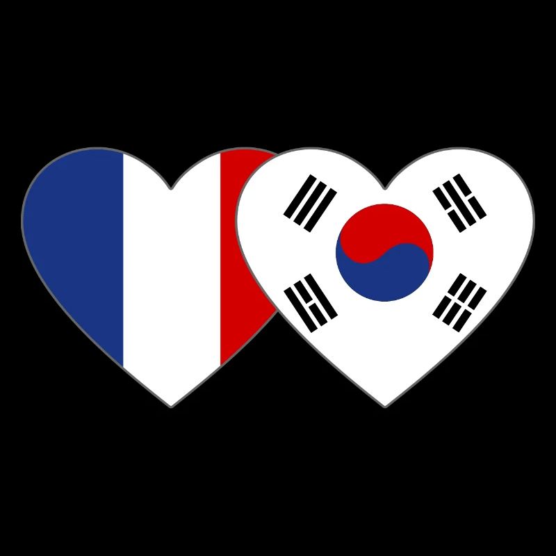 France Corée du Sud Drapeau Coeur