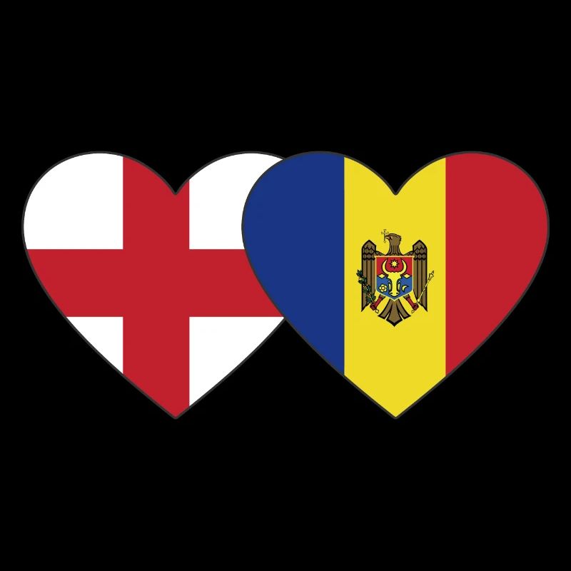 Angleterre Moldavie Drapeau Coeur