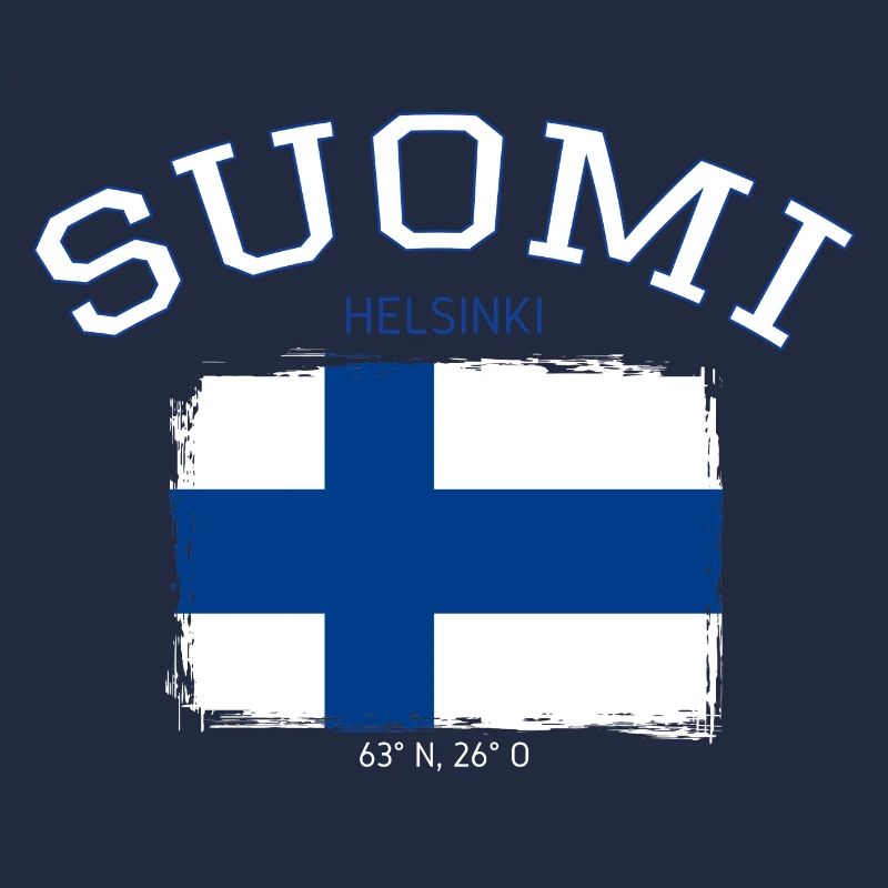 Drapeau de la Finlande avec référence à Helsinki