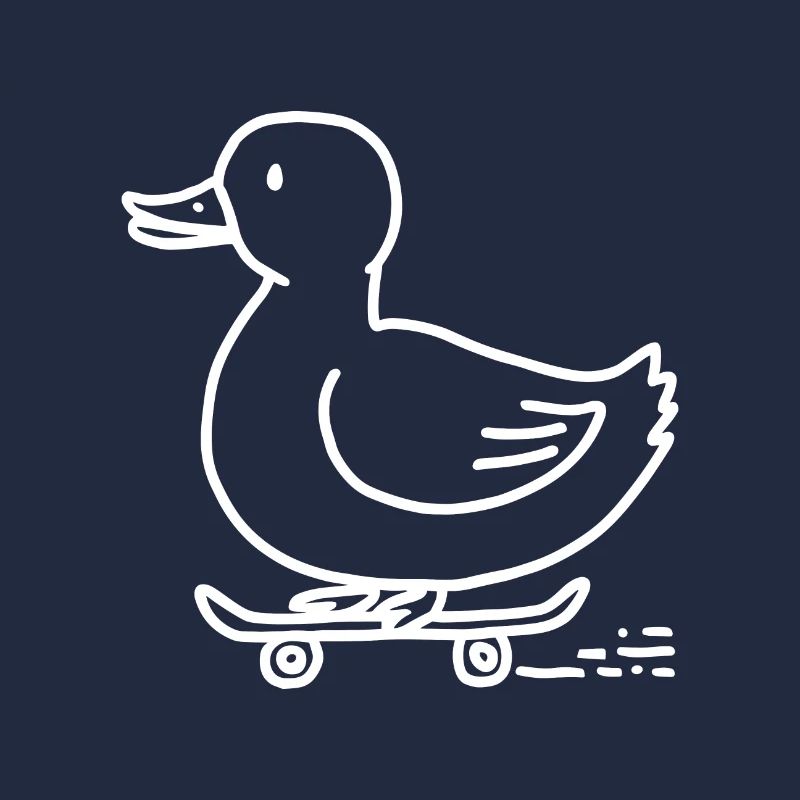 Funny duck on a skateboard for skaters