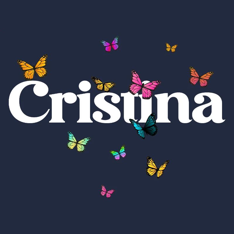 Schöner Mädchenname mit Schmetterlingen CRISTINA