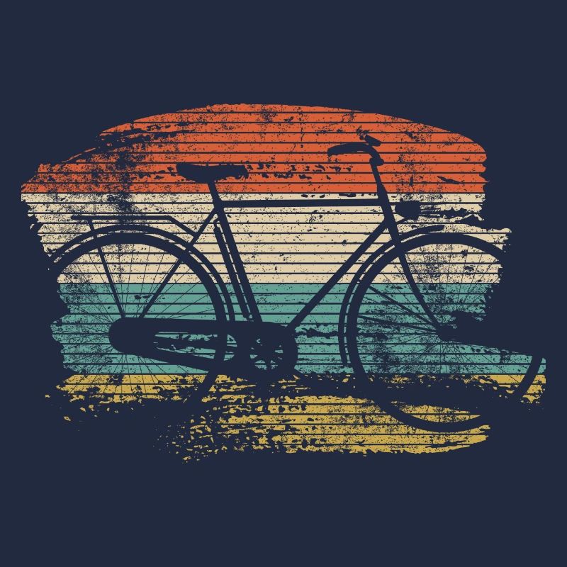 Silhouette de vélo rétro sur rayures coucher de soleil