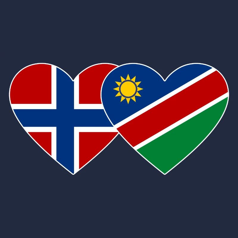 Norway Namibia Flag Heart
