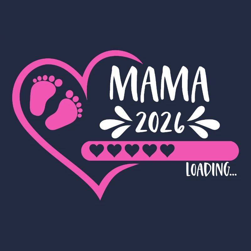 Mama 2026 loading Herz Version Mädchen pink rosa
