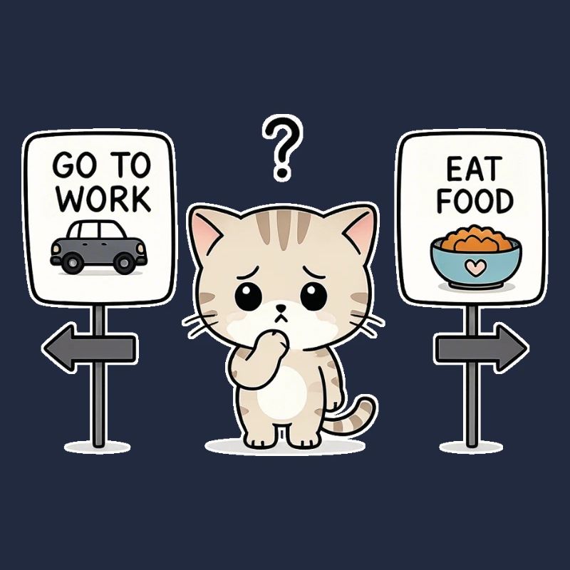 Katzendilemma: Arbeit oder Mahlzeit