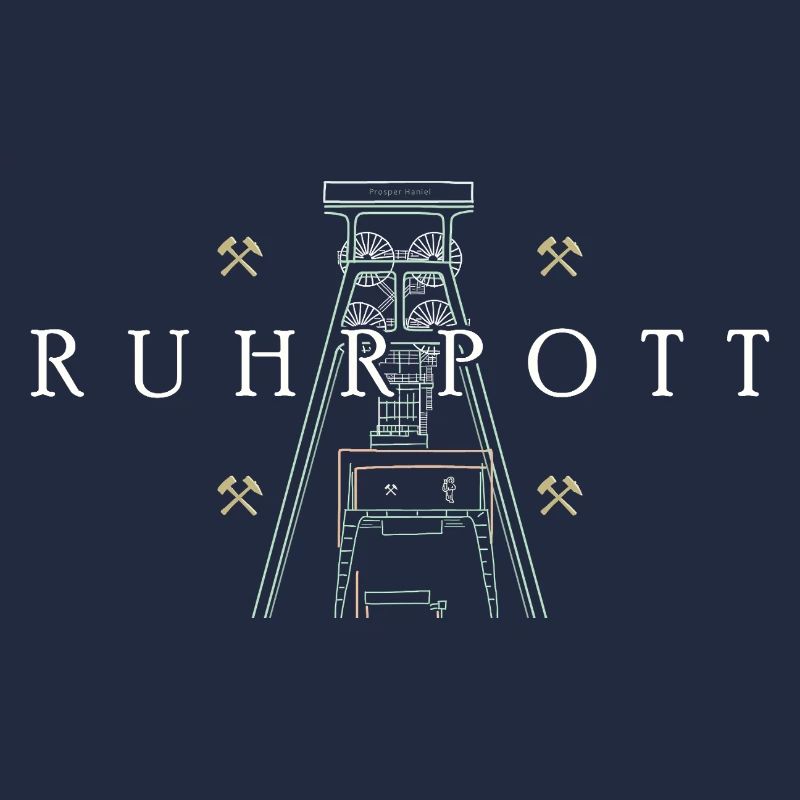 Ruhrpott, dessin à la main de la tour de la mine Prosper-Haniel