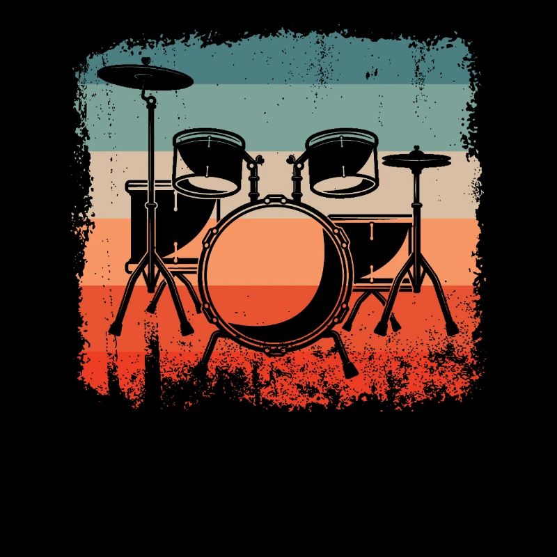 Batteur Retro Drum Kit Drum Silhouette Batteur