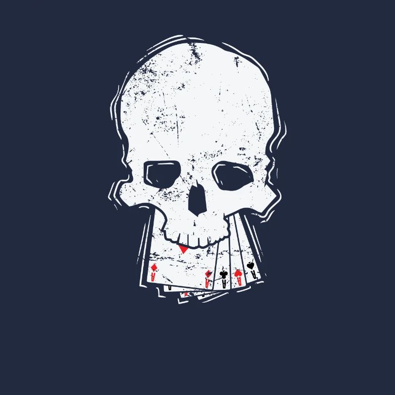 Totenkopf mit Karten Skat oder Poker Kartenspiel