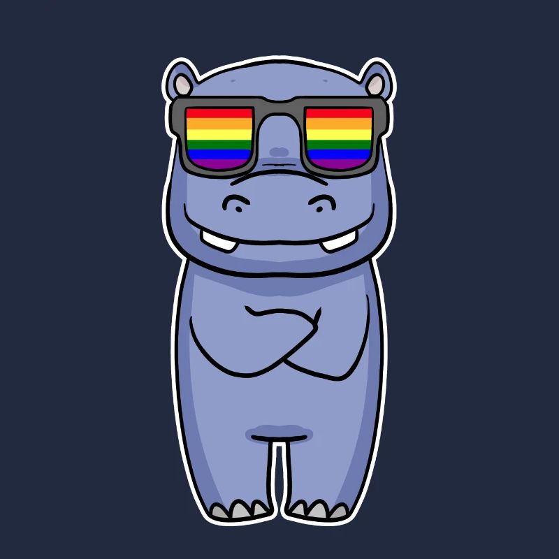 Regenbogen - Nilpferd mit Brille