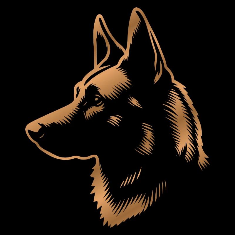 Malinois, Dog's Head, Drawing bronze
