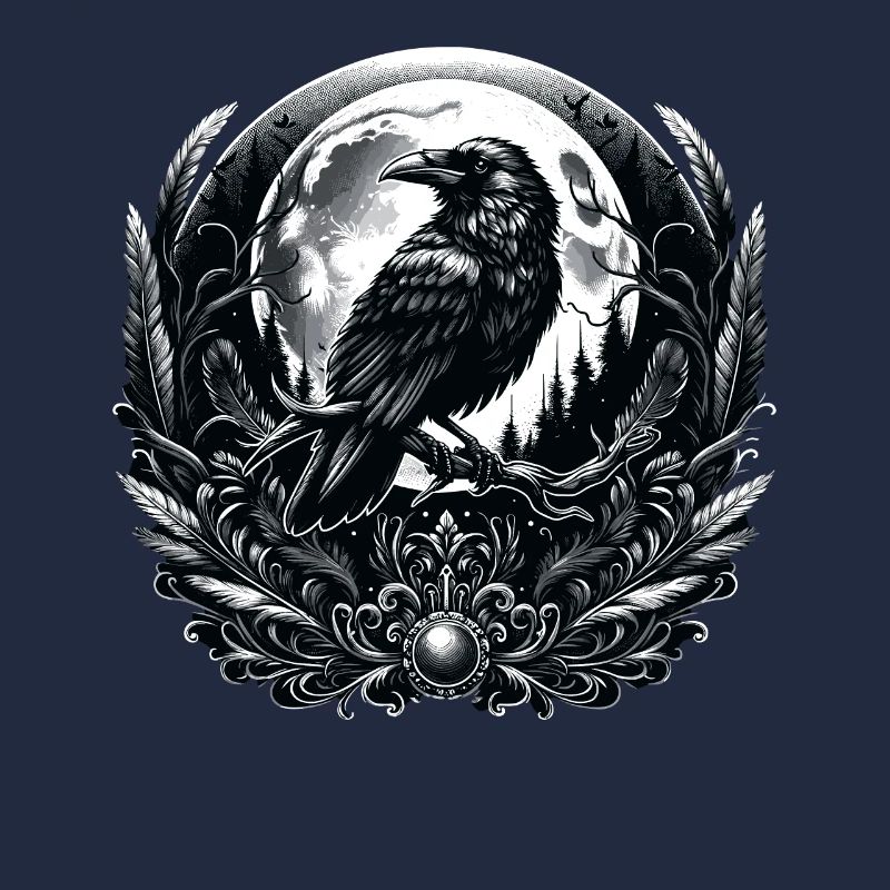 Mystical Raven and Moon: Gothic Elegance
