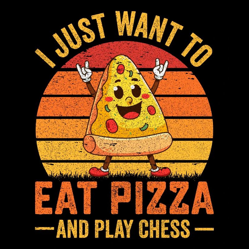 Manger de la pizza et jouer aux échecs - Pizza Tshirt