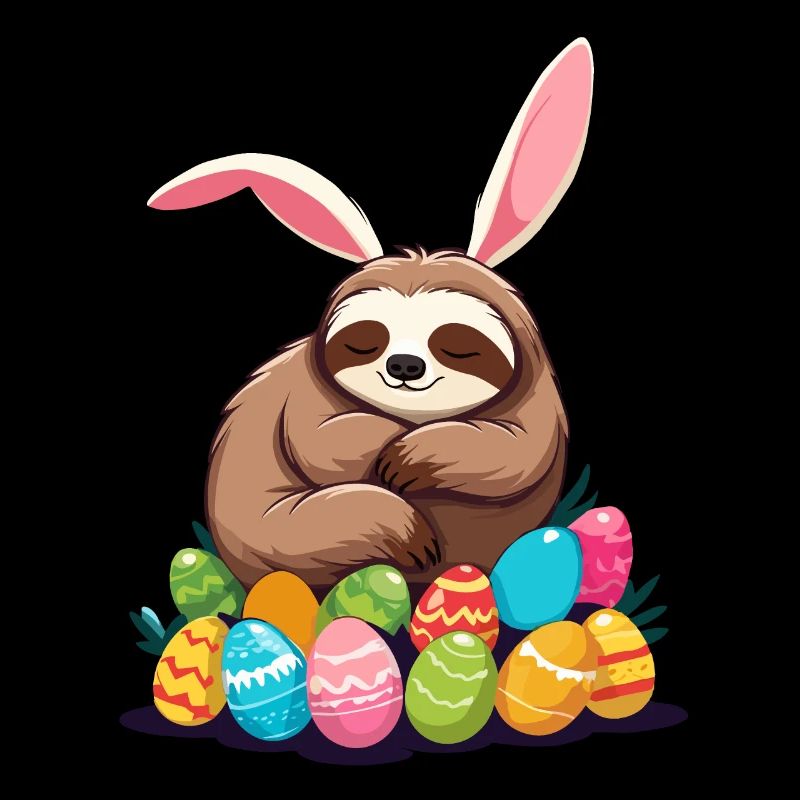 Funny Sloth Easter Bunny Iconic Easter