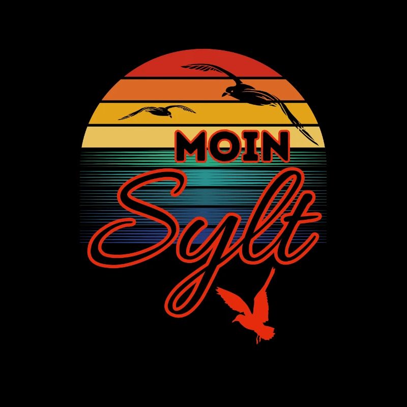 Moin Sylt mit Möwe im Retro Style-Insel Sylt