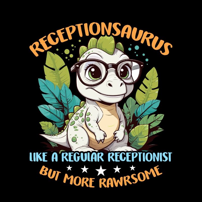 Réceptionniste Receptionsaurus comme un employé de bureau