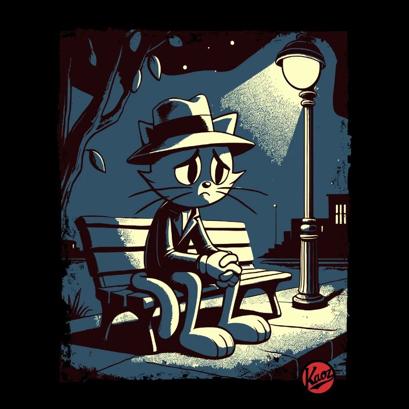 Une nuit au parc et un chat mélancolique