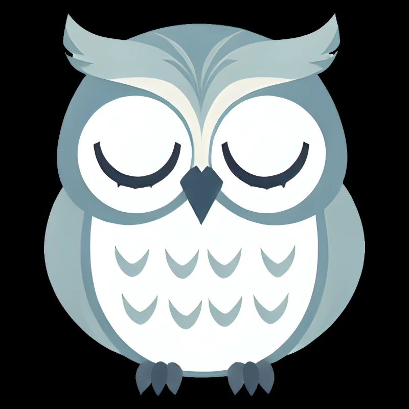 Verschlafene graue Eule sitzt auf Ast