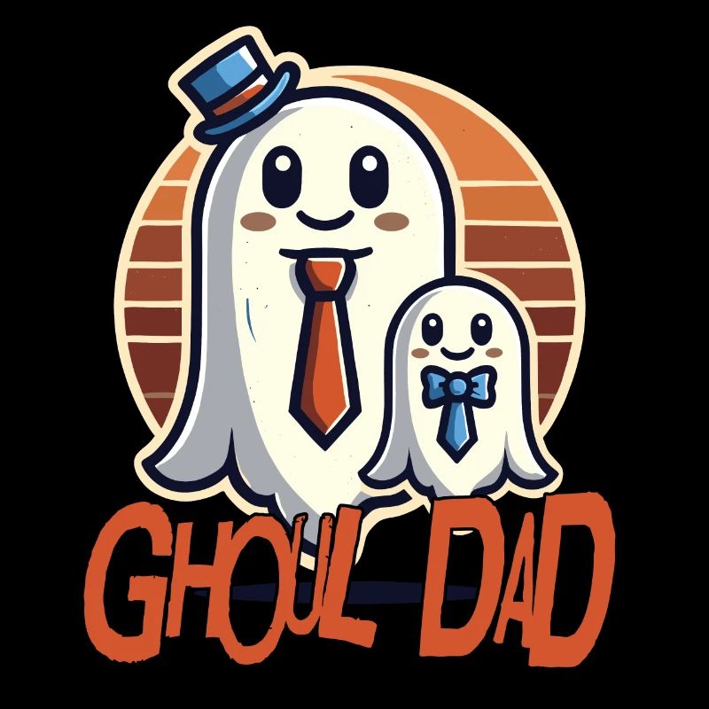 Cheerful ghost father with child