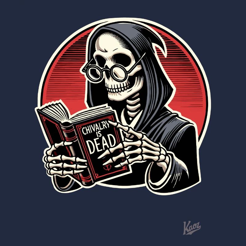 Chivalry is dead – Grim Reaper with book