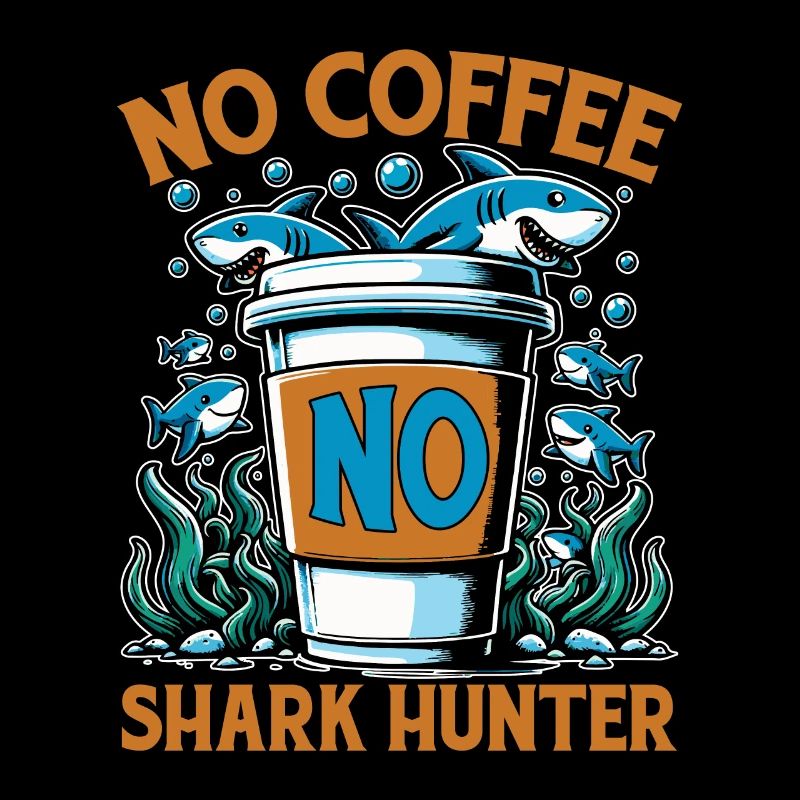 Chasse aux requins Pas de café Pas de nageur Amateur de café