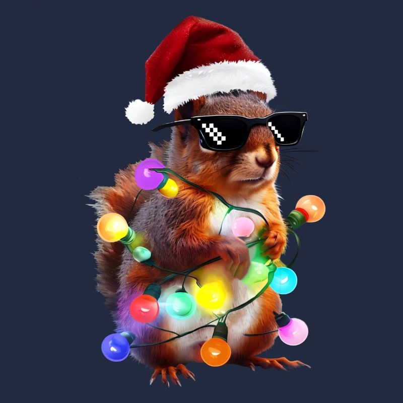 Weihnachts Eichhörnchen mit Lichterkett
