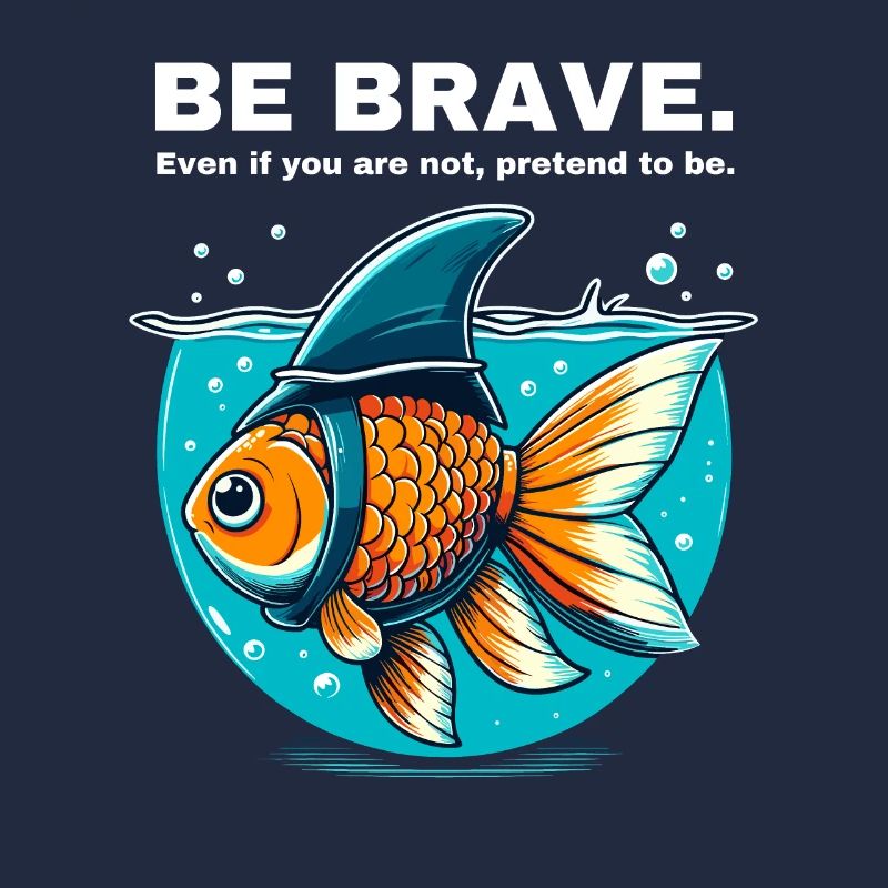 Courage Courage Goldfish Shark Motivation Be Strong