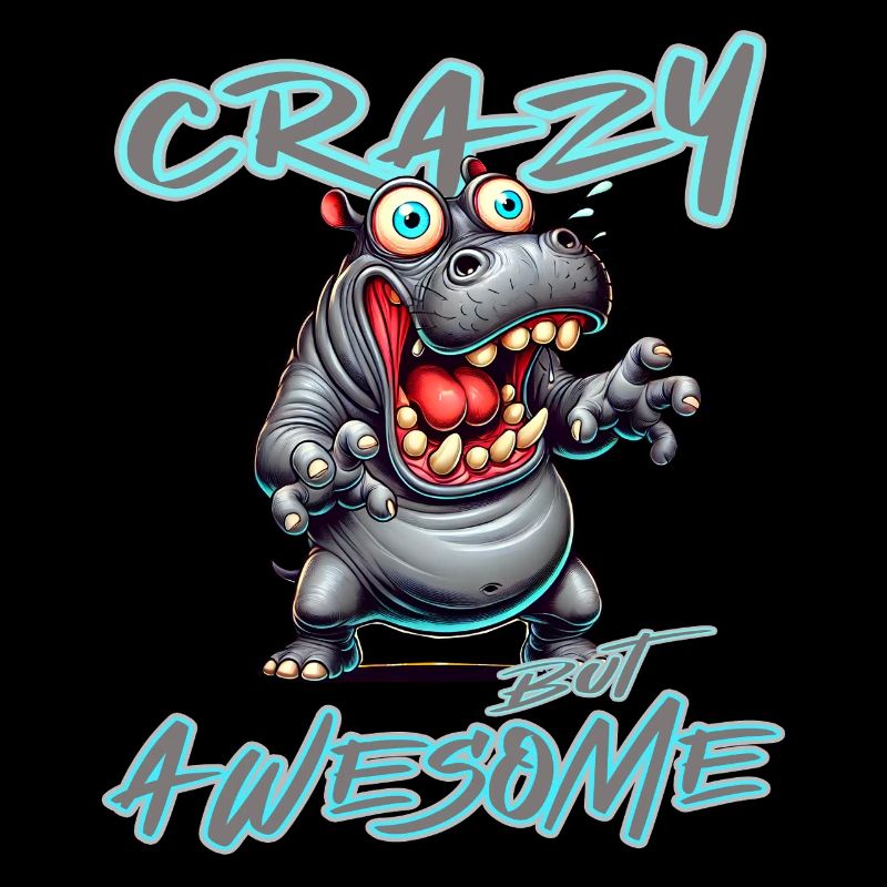 Crazy but Awesome Hippo Comic Style