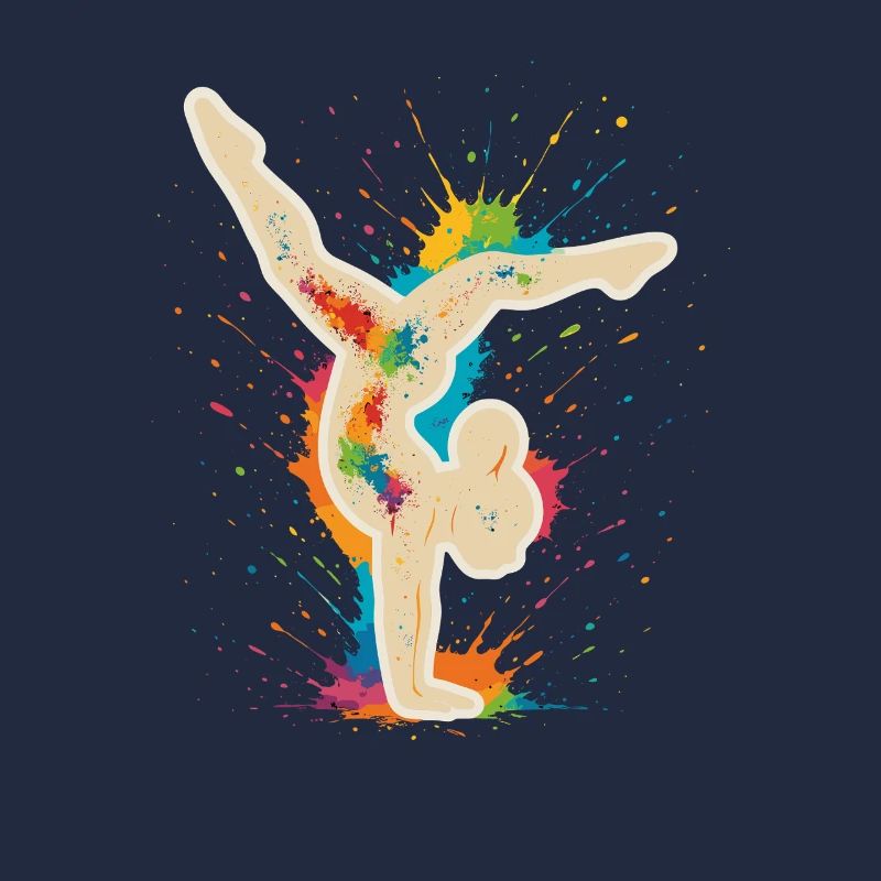 Équilibre sur les mains du gymnaste - Conception d’éclaboussures colorées
