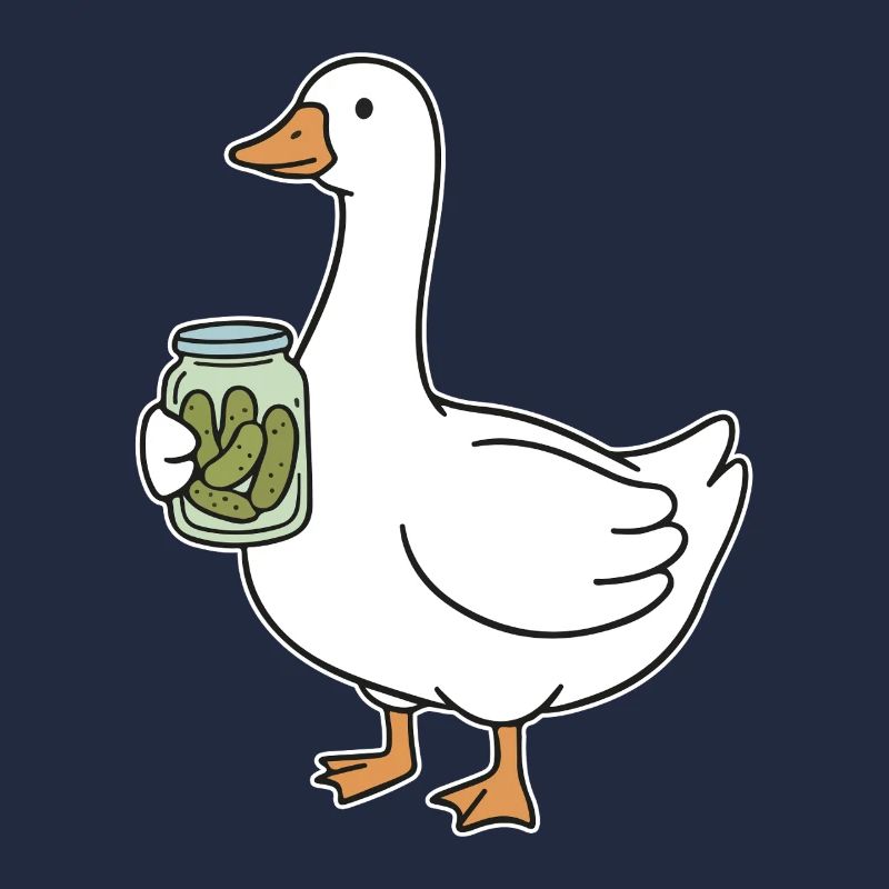 Ente mit Einmachglas Gurken